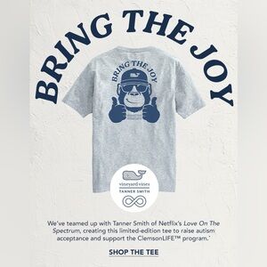 Vineyard Vines Adult Unisex Gray 'Bring the Joy' T-Shirt Tanner Smith